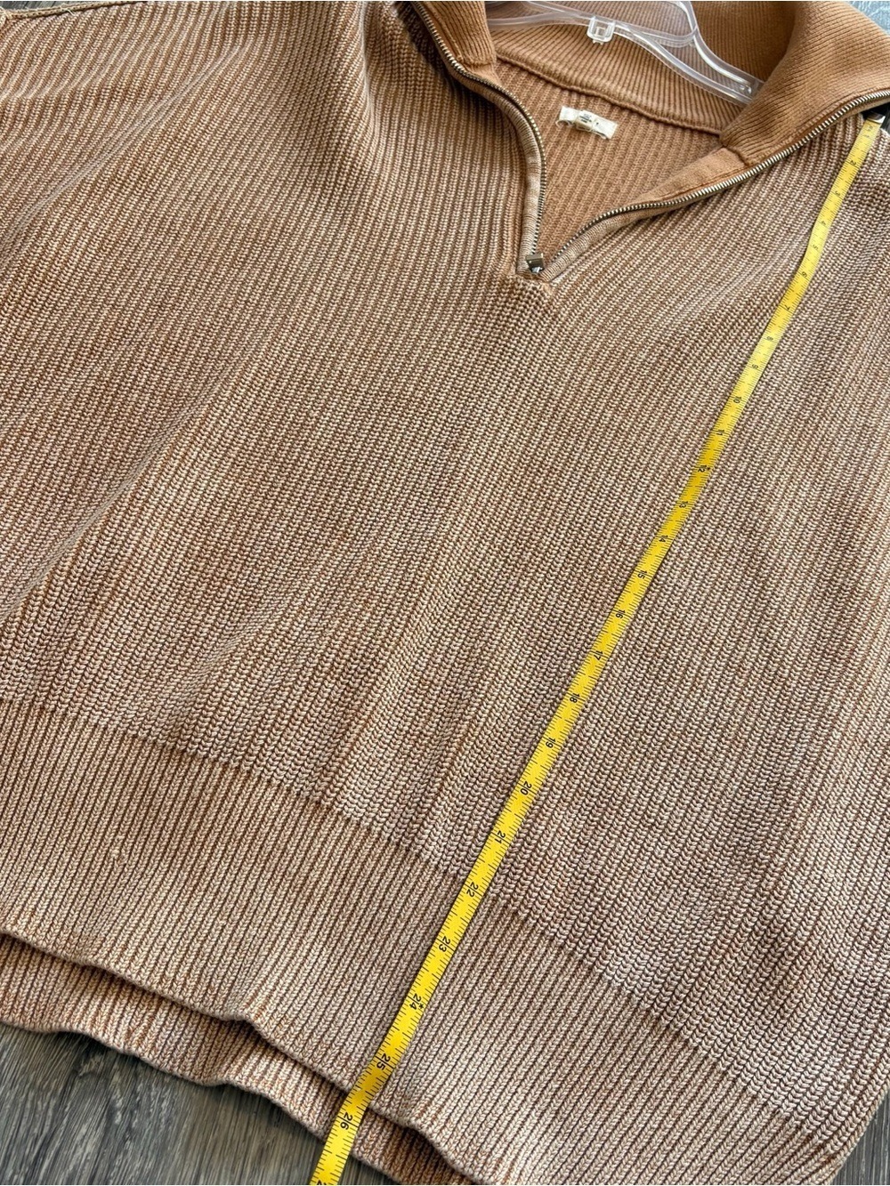 aerie Ribbed Half-Zip Tan Knit Sweater Size M - Picture 5 of 5